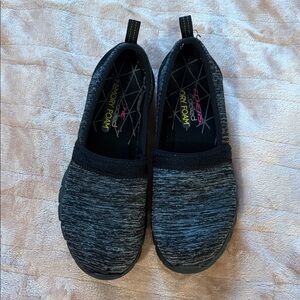 Skechers Women’s Black Gray Heather Slip-On Sneakers Memory Foam Size 6.5-7 W
